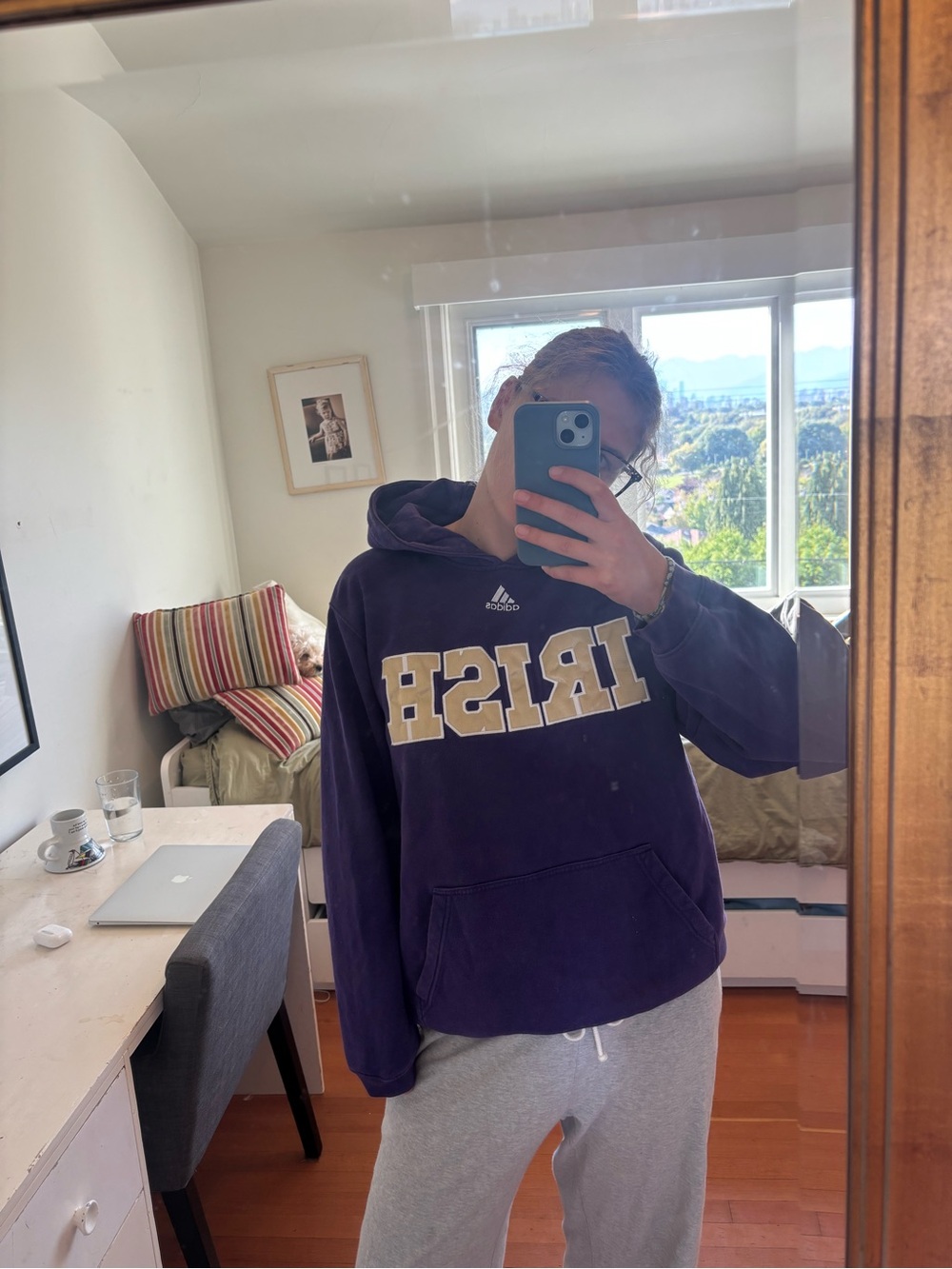 Purple 'IRISH' Logo Hoodie - Adidas